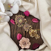 Vriksham Floral 2 Layer With Jumka Jada Billai-Red Green-Pearl-G19278